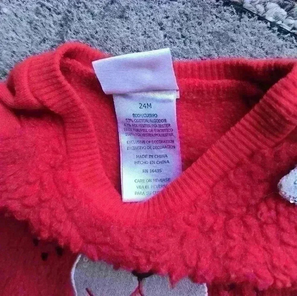 Annette Kids Girls Sequin Bear Face Fuzzy Sweater Red Size 24 Months - Picture 4 of 6